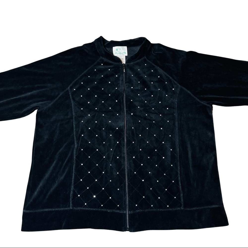 Rhinestone Bedazzled Velour Tracksuit Jacket